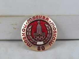 1980 Moscow Summer Olympics Pin - Official Logo on Red - Stamped Pin - $20.57 CAD