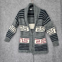 Cardigan Sweater Woman Small Gray White Black Tribal Geometrical Open Sh... - £12.01 GBP