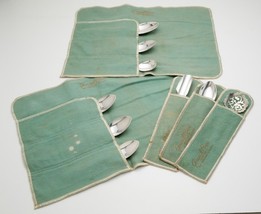 9 SLOT GRANAT BROS FLANNEL SILVERWARE STORAGE ROLL ANTI TARNISH CLOTH GREEN - $453.69 MXN