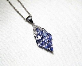 Amethyst Gemstone Sterling Silver Pendant Necklace 17.5&quot; C2447 - £57.91 GBP