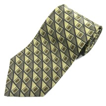 Fanti Mens Printed Silk Tie Striped Cube Pattern Made in Italy Sage Green - £11.09 GBP