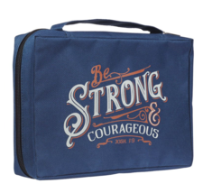 Be Strong &amp; Courageous Bible Cover Navy Blue Large Zipper Boy&#39;s Men&#39;s Jo... - £21.23 GBP