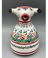 Handmade Ceramic Bull Shaped Creamer Floral Design Signed Cruz Spain - $324.69 MXN
