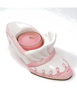 Ceramic Shoe Shaped Tealight Candle Holder White Pink 18th Century High ... - £6.63 GBP