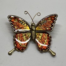 Vintage Butterfly Enamel Butterfly Pin Brooch Iridescent Colors Gold Tone - $126.74 MXN