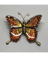 Vintage Butterfly Enamel Butterfly Pin Brooch Iridescent Colors Gold Tone - $9.32 CAD
