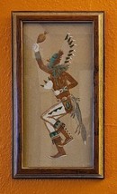 Navajo Yei Be Chai Dancer Sand Painting Framed Art 18.25 x 10.25 in Vintage - £87.04 GBP