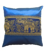 Blue Cushion Pillow Case motif Roses 40x40cm/15.5x15.5in Thai Silk Bed S... - $8.99