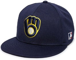 Milwaukee Brewers MLB OC Sports Flat Blue Mitt Logo Hat Cap Adult Men Adjustable - £15.73 GBP