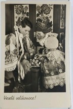 Czech Beautiful Children in Traditional Clothing RPPC Happy Easter  Postcard L10 - £10.35 GBP