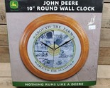 John Deere Wooden 10&quot; Round Wall Clock Tractor Farming County Clock - $29.65