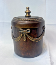 Vtg Brass Jar Canister Vessel With Lid Aged Finish - £47.38 GBP
