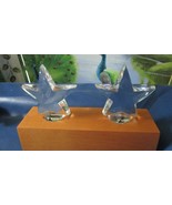 Baccarat Crystal France 2 ZINZIN Footed Stars Wood Pedestal Paperweight ... - €180,65 EUR