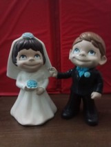 Vtg Atlantic Mold 9” Wedding Bride and Groom Ceramic Pair Lot (2) Holy Matrimony - £39.74 GBP