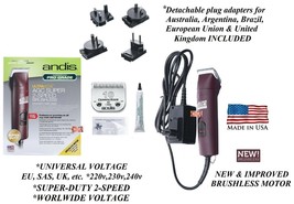 Andis Agc Super 2-Speed Clipper Set&amp;Ceramicedge 10 Blade*Eu Uk Sas Voltage&amp;Plugs - £193.01 GBP