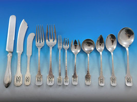 Norman Hammered by Shreve Sterling Silver Flatware Set Service 77 pcs M Monogram - £5,152.35 GBP