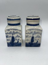 Vintage Holland 2 Delft Blauw Blue White Hand-Painted Tea Caddy Lid Jars - £24.05 GBP