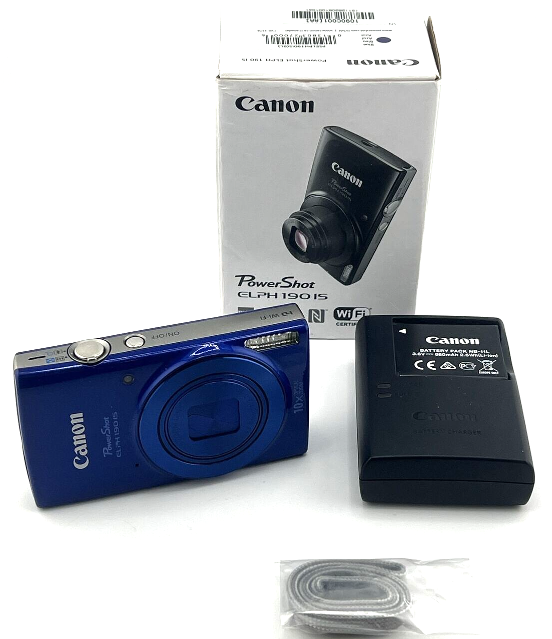 Canon Powershot Elph 190 Digital Camera BLUE 20MP 10x Zoom WiFi Tested IOB MINT - $354.05