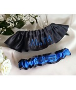 Police Trooper Badge Custom Embroidered Wedding Bridal Garters Set Perso... - $29.00