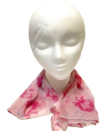 Vintage Womens Sheer Pink Roses Floral Neck Scarf 20 in Square - $13.25