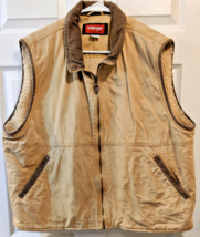 Wrangler Hero Sherpa Lined Denim Vest Size Men’s XL-Brown/Tan Color - £15.95 GBP