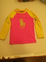 Girls Ralph Lauren Jockey Long Sleeve Beach Water Wear Top Pink Yellow - £10.22 GBP