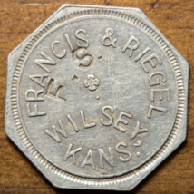 Early 1900&#39;s Wilsey, Kansas KS Francis &amp; Riegel The Busy Store 50¢ Trade Token - $11.29