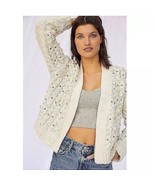 Anthropologie One Size White Pearl Embellished Cable Knit Open Cardigan ... - €54,70 EUR