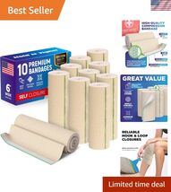 6” Premium Elastic Bandage Wrap - 10 Pack - Hook &amp; Loop Closures - Wide ... - $54.63