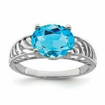 Diseñador Plata de Ley Suizo Anillo Topacio 2.5CT Azul Compromiso - £47.70 GBP