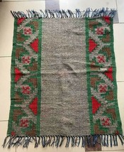 Antique Albanian traditional carpet kilim wool red multicolor rug-76 cm x 67 cm - £38.76 GBP
