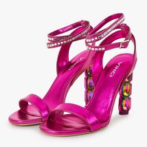 The Torola Fuchsia Stony Heel Leather Women Sandal Final Sale! image 2