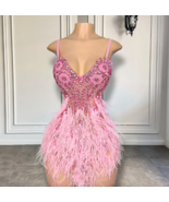 Feather Diamonds Prom Dresses 2024 Custom Rhinestone Cocktail Party Dresses 2025 - £202.87 GBP