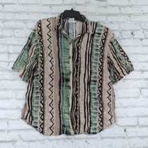 Kathie Lee Blouse Womens 14 Multicolor Tribal Geometric Rayon Button Up 90s - £15.70 GBP