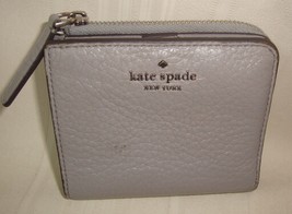 Kate Spade New York Gray Leather Small Zip Around Wallet, Card Holder - £27.68 GBP