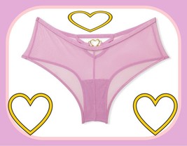 Xl Lilac All Mesh Gold Open Heart Very Sexy Victoria&#39;s Secret Cheeky Pantie Rare - £9.99 GBP