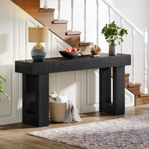 Modern Farmhouse 63-inch Narrow Entryway Console Sofa Table in Black Wood Finish - $5,717.58 MXN