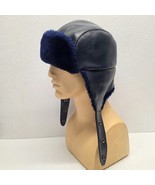 Vintage Winter Guardsman Snow Trapper Hat Faux Fur Ear Flaps Dark Blue - $544.36 MXN