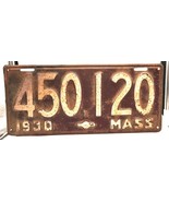 Vtg 1930 Massachusetts License Plate 450 120 Maroon Garage Man Cave Bar ... - $578.60 MXN