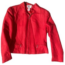 DAVID N Women’s 8 red Retro Lightweight Zip Up Small Shoulder Pads Jacket - $16.35