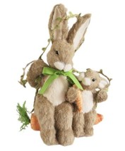 Easter Sisal Bunny Rabbits Swinging On Carrot 13in - $197.99