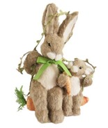 Easter Sisal Bunny Rabbits Swinging On Carrot 13in - £155.69 GBP
