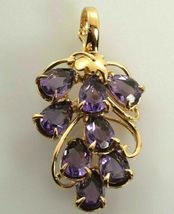 Grape Vine Oval Amethyst Valentine Pendant in 14k Yellow Gold Over 4.55Ct - £97.37 GBP