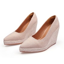 Spring  New Women&#39;s Wedge Sandals Heel Thick Bottom Pointed Shoes Women&#39;s Hemp R - £42.78 GBP