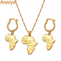 Anniyo African Map Jewelry sets Necklace Earrings for Women Girls Gold Color Eth - £18.48 GBP