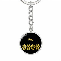 Dog Mom Gift Pug Mama Circle Keychain Stainless Steel or 18k Gold - £24.49 GBP