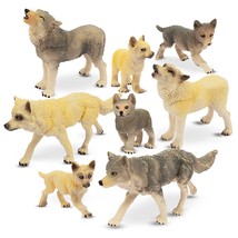 8Pcs Wolf Figures Forest Animals Toy Figurines - Plastic Jungle Zoo Anim... - £22.11 GBP