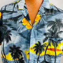 Royal Creations Hawaiian Aloha XL Shirt Palm Trees Gray Ocean Weld Pocket - £31.63 GBP
