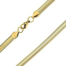 Gold Stainless Steel Herring Bone Chain Necklace 6mm 18/20/22/24 inch - £15.17 GBP