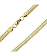 Gold Stainless Steel Herring Bone Chain Necklace 6mm 18/20/22/24 inch - £15.00 GBP